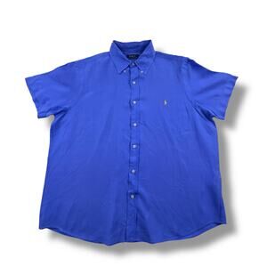 Polo by Ralph Lauren blue linen short sleeve button down up shirt, size large
